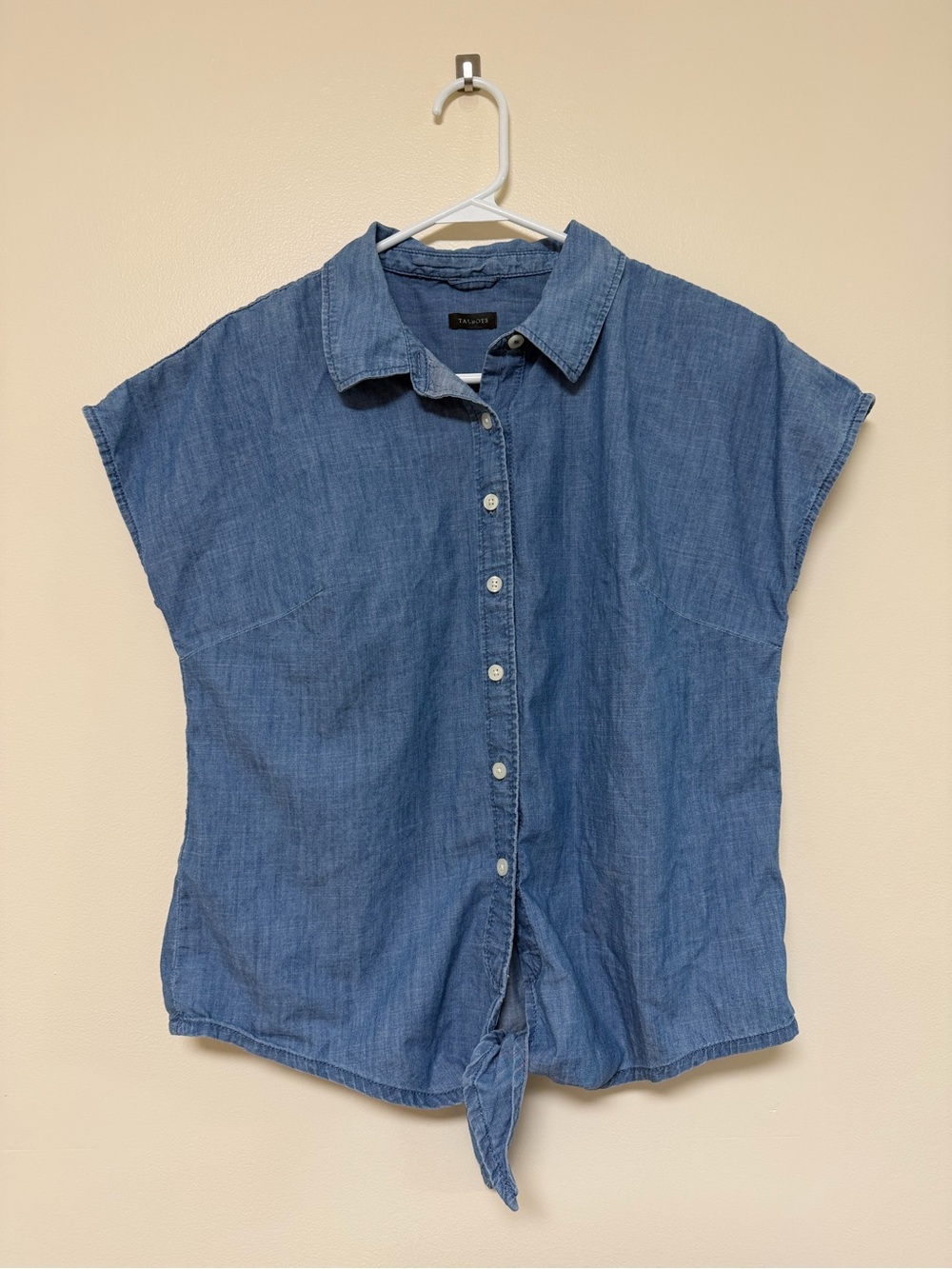 Talbots Chambray Tie Front Button-Up Shirt Estimated Small